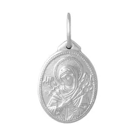 Подвеска Семистрельная икона Божией Матери из серебра с родированием 35-0459-23-00