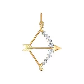 Подвеска "Стрелец" из красного золота с фианитами 035131