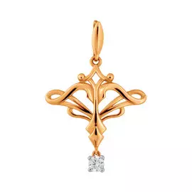 Подвеска "Стрелец" из красного золота с фианитом 034814