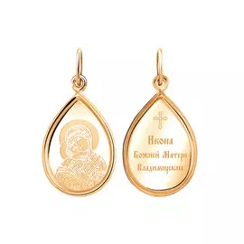 Подвеска «Владимирская икона Божией Матери» из красного золота 35-0632л-11-62