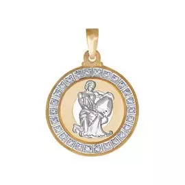 Подвеска «Водолей» из красного золота с фианитами 032501