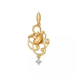 Подвеска "Водолей" из красного золота с фианитом 034816