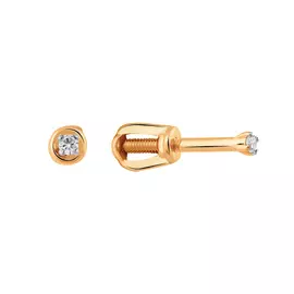 Пусеты из красного золота с бриллиантами 21-9476-11-02