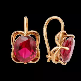 Серьги из красного золота с корундами рубинами 003662-1450