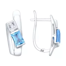 Серьги из белого золота с топазами и фианитами 725362