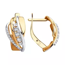 Серьги из красного золота с фианитами 028515