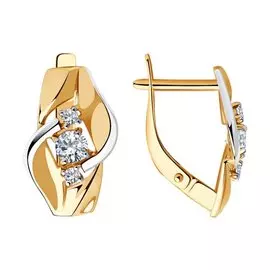 Серьги из красного золота с фианитами 028721