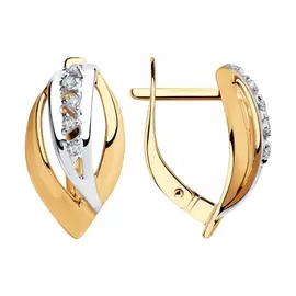 Серьги из красного золота с фианитами 028310