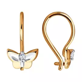 Серьги из красного золота с фианитами 028546