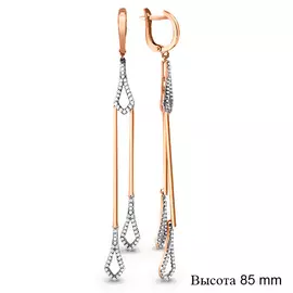 Серьги из красного золота с фианитами 45460А.1