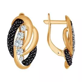 Серьги из красного золота с фианитами 027357