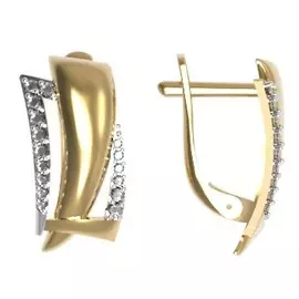 Серьги из красного золота с фианитами 011992-1102