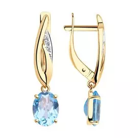 Серьги из красного золота с топазами и фианитами 727059