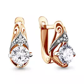 Серьги из красного золота с фианитами swarovski 43726А.1