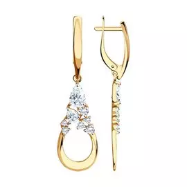 Серьги из красного золота с фианитом 028602