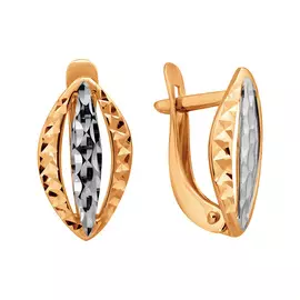 Серьги из красного и белого золота с алмазной огранкой и родированием 20-1357-10-00