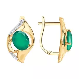 Серьги из красного золота с агатами и фианитами 51-320-00924-3