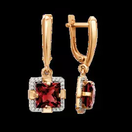 Серьги из красного золота с ситалом гранатом 004482-1352