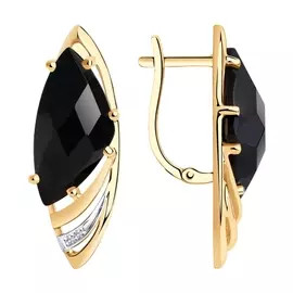 Серьги из красного золота с ониксом и фианитами 727206