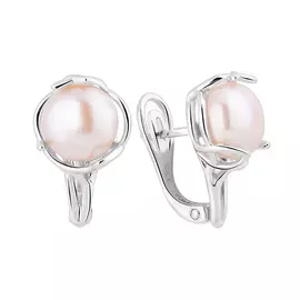 Серьги из серебра с жемчугом с родированием 50023902