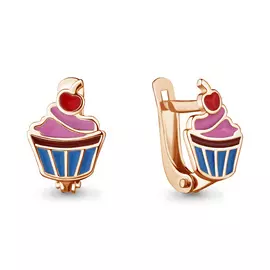 Серьги из красного золота с эмалью 33135