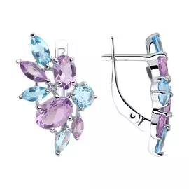 Серьги из серебра с аметистом и топазом 92022102