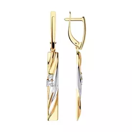 Серьги из красного золота с фианитами 028526