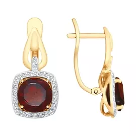 Серьги из красного золота с гранатами и фианитами 725529