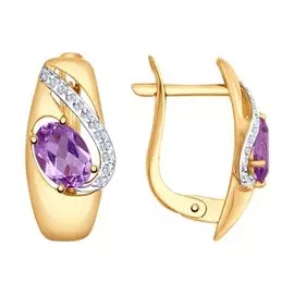 Серьги из красного золота с аметистами и фианитами 724822