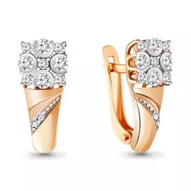 Серьги из красного и белого золота с фианитами 48308А