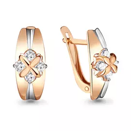 Серьги из красного и белого золота с фианитами 46635