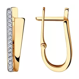 Серьги из красного золота с фианитами 028495