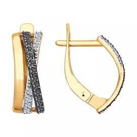 Серьги из красного золота с фианитами 027897