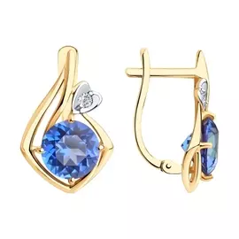 Серьги из красного золота с топазами и фианитами 726204