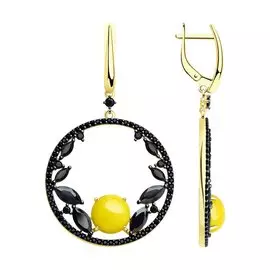 Серьги из серебра с янтарем и фианитом 83020098