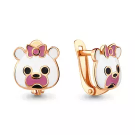 Серьги из красного золота с эмалью 33342