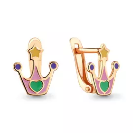 Серьги из красного золота с эмалью 33139