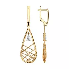 Серьги из красного золота с фианитами 028709