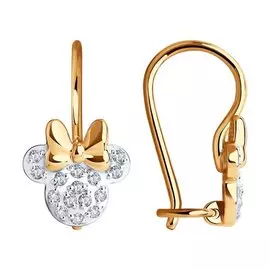 Серьги из красного золота с фианитами 029127