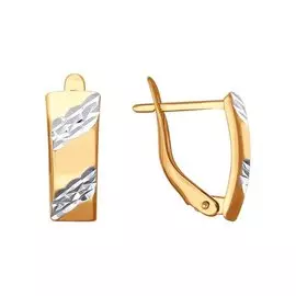 Серьги из красного и белого золота с алмазной огранкой 022188