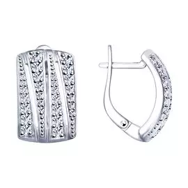 Серьги из серебра с фианитами с родированием 94022821