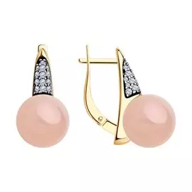 Серьги из серебра с кварцем и фианитами 83020123