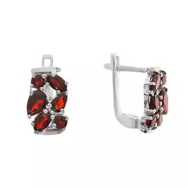 Серьги из серебра с гранатами с родированием 2410931378