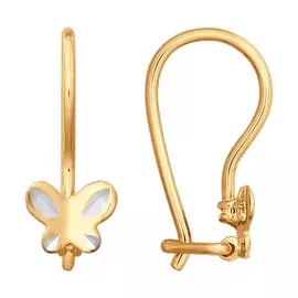 Серьги из красного золота с алмазной огранкой 027753