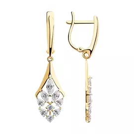 Серьги из красного золота с фианитами 028194