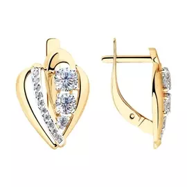 Серьги из красного золота с фианитами 028184