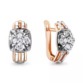 Серьги из красного золота с фианитами 46957А.1