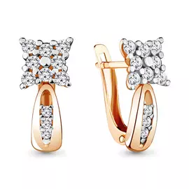 Серьги из красного золота с фианитами 48240А.1