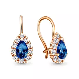 Серьги из красного золота с фианитами и шпинелью 40968Б.1