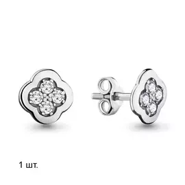 Серьги из серебра с фианитами с родированием 46621А